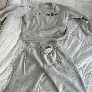 Empathy sweat suit size M/L in heather grey